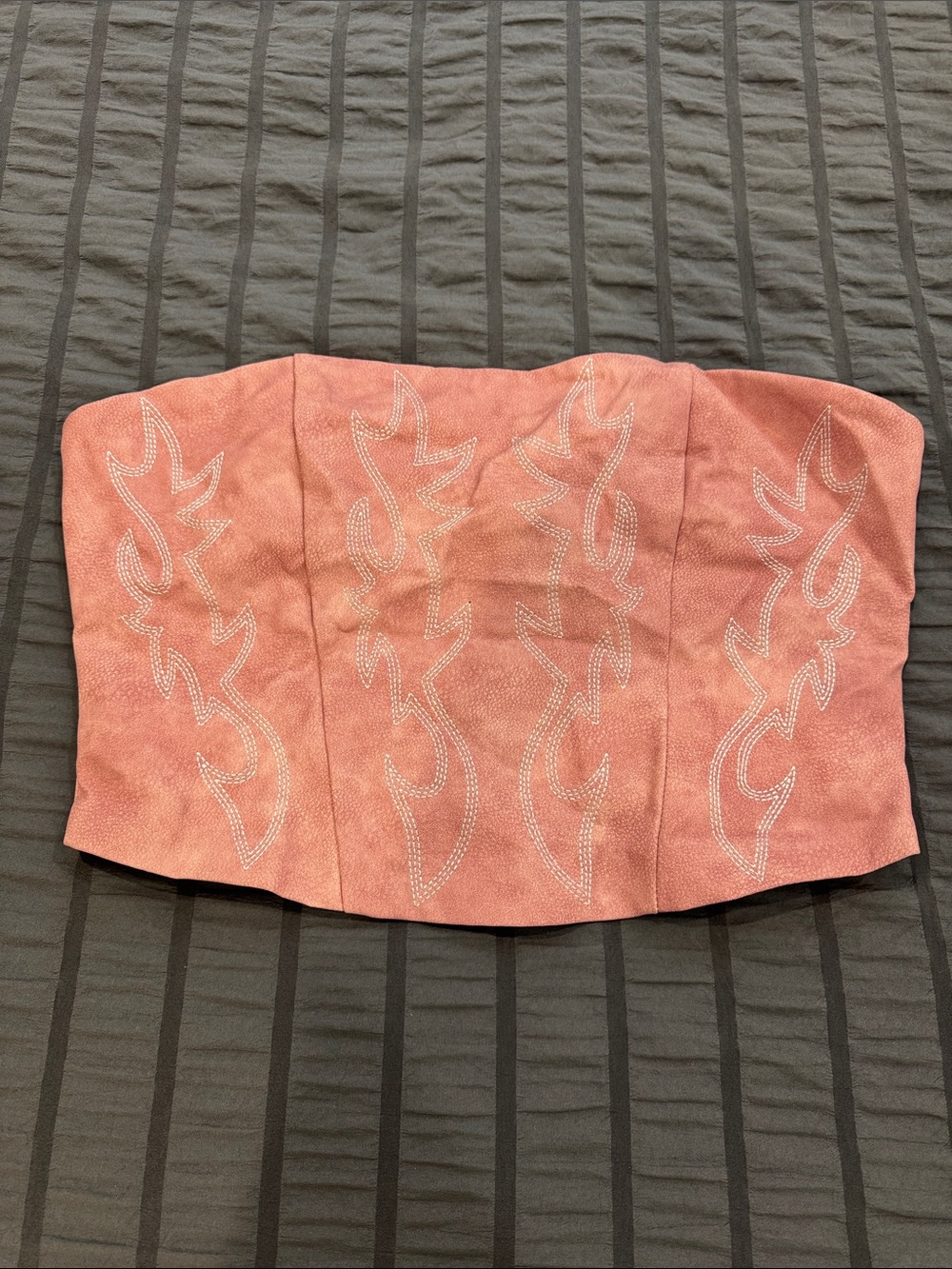 Windsor Coral Pink Embroidered Strapless Bustier Top